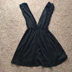Black/silky/lace deep v dress